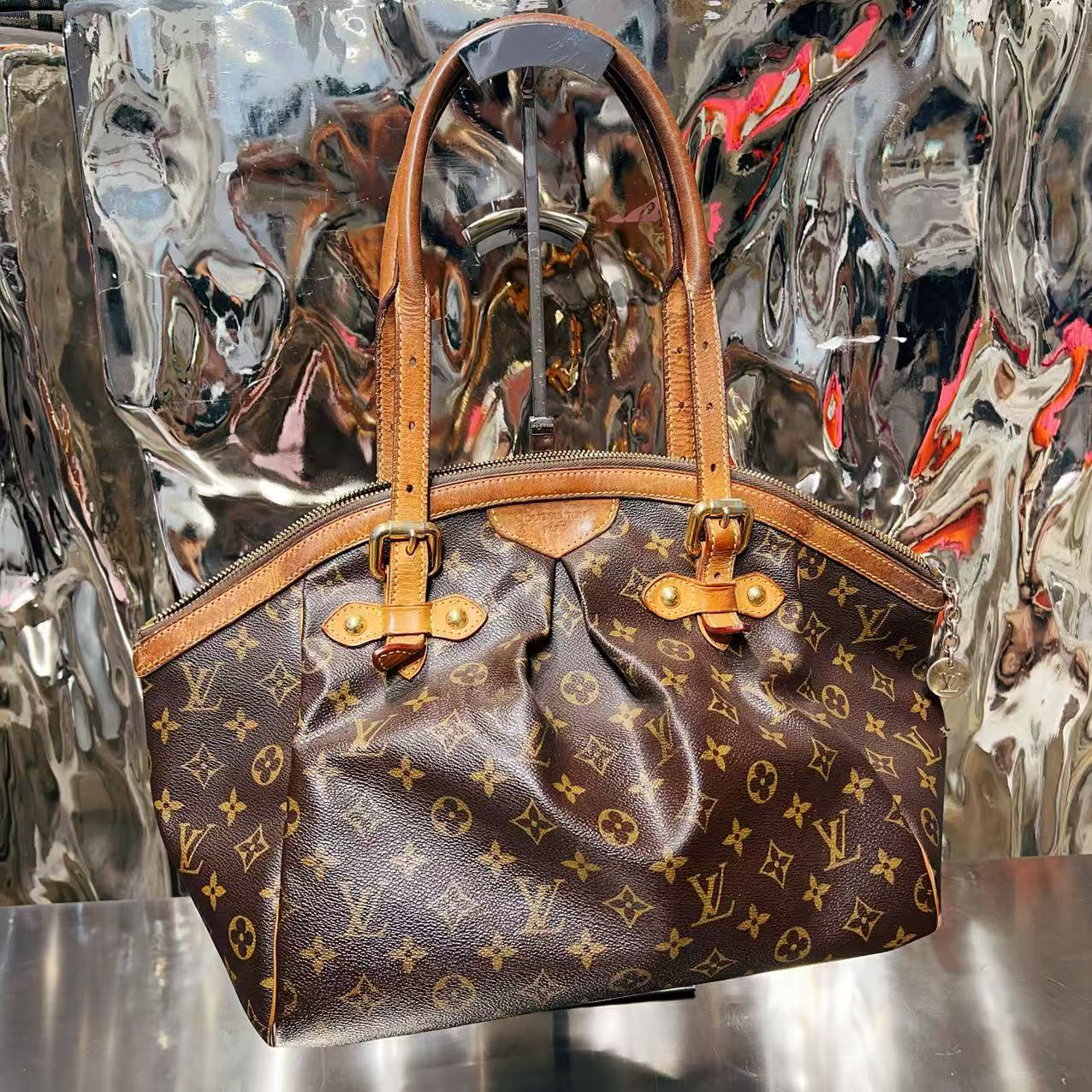 95新 LouisVuitton/路易威登 棕色 老花 饺子 单肩包/HD
