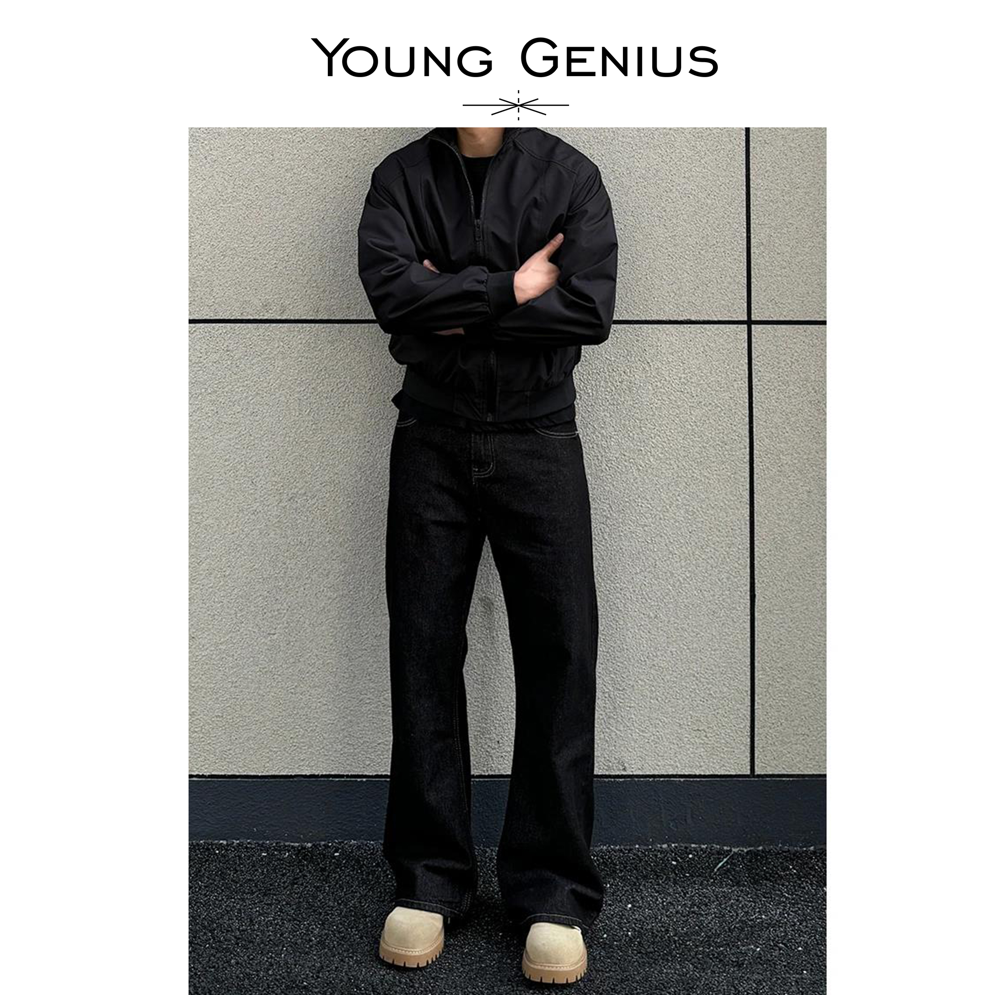 Young Genius新款黑色百搭原牛517版型复古显瘦牛仔休闲直筒长裤