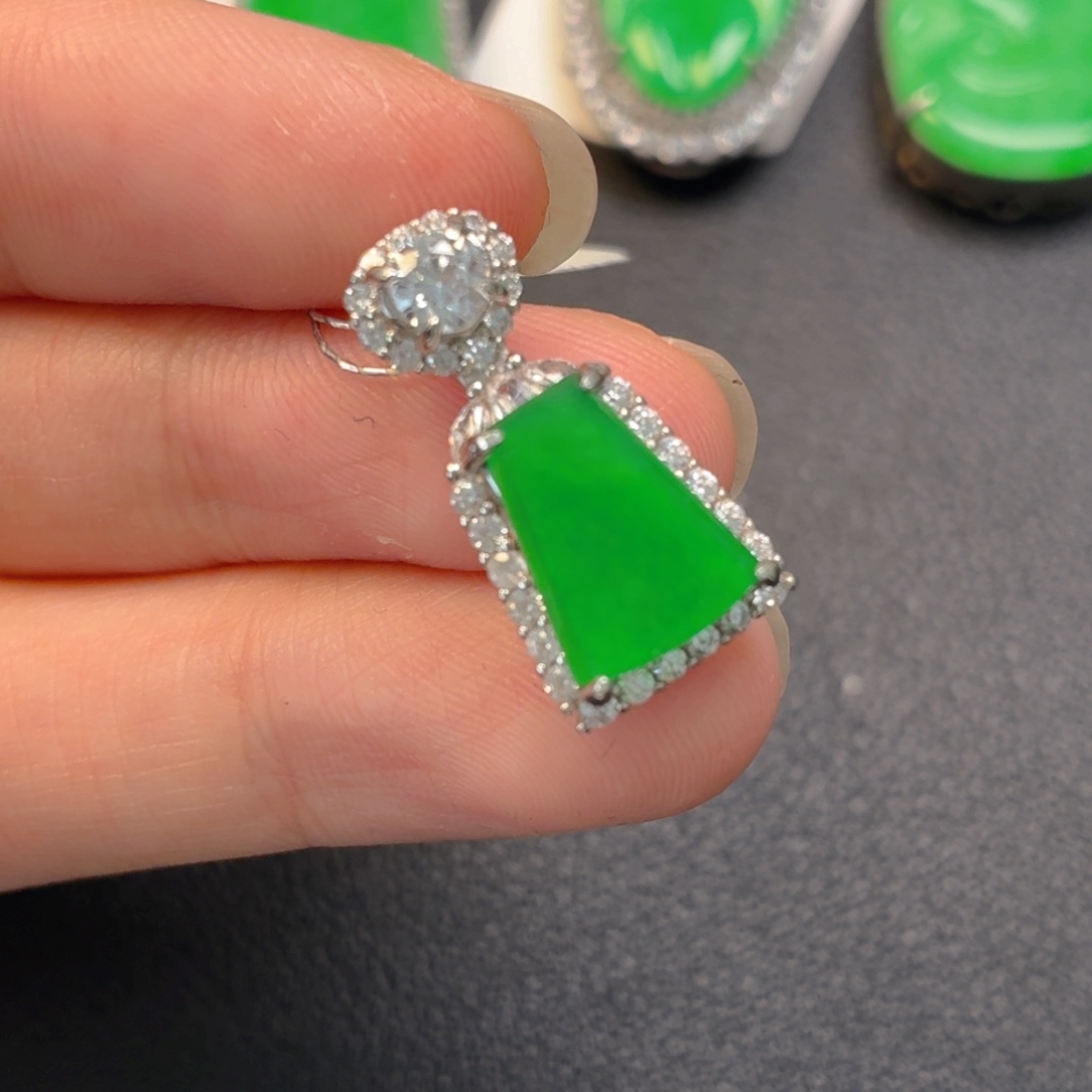 翡翠银S925镶嵌吊坠(不含链)