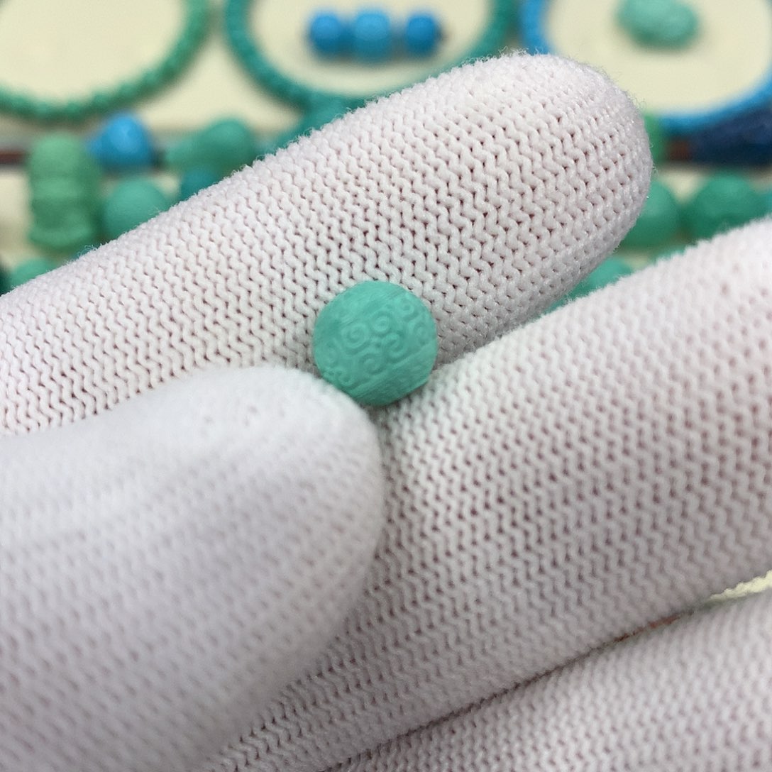 高瓷绿回纹圆珠直径8