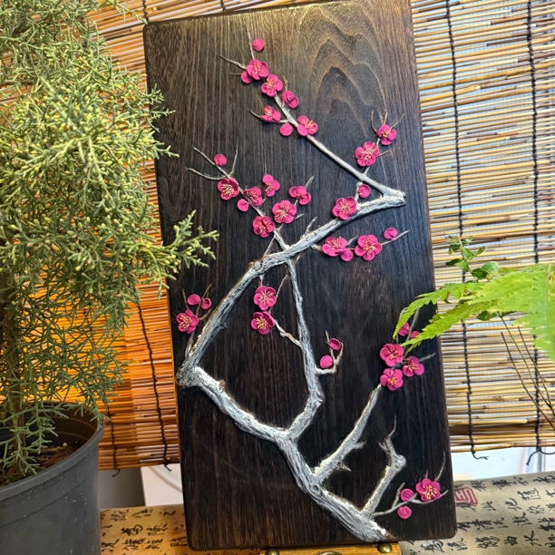 浮雕画腊梅：尺寸25*50