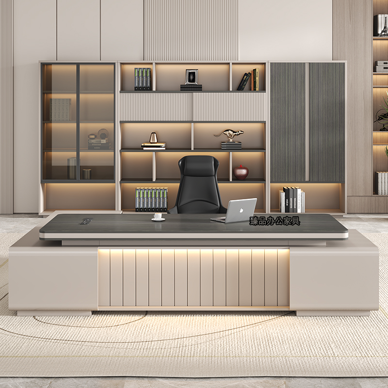 轻奢老板桌办公桌简约现代领导办公室家具大班台总裁经理桌椅组合