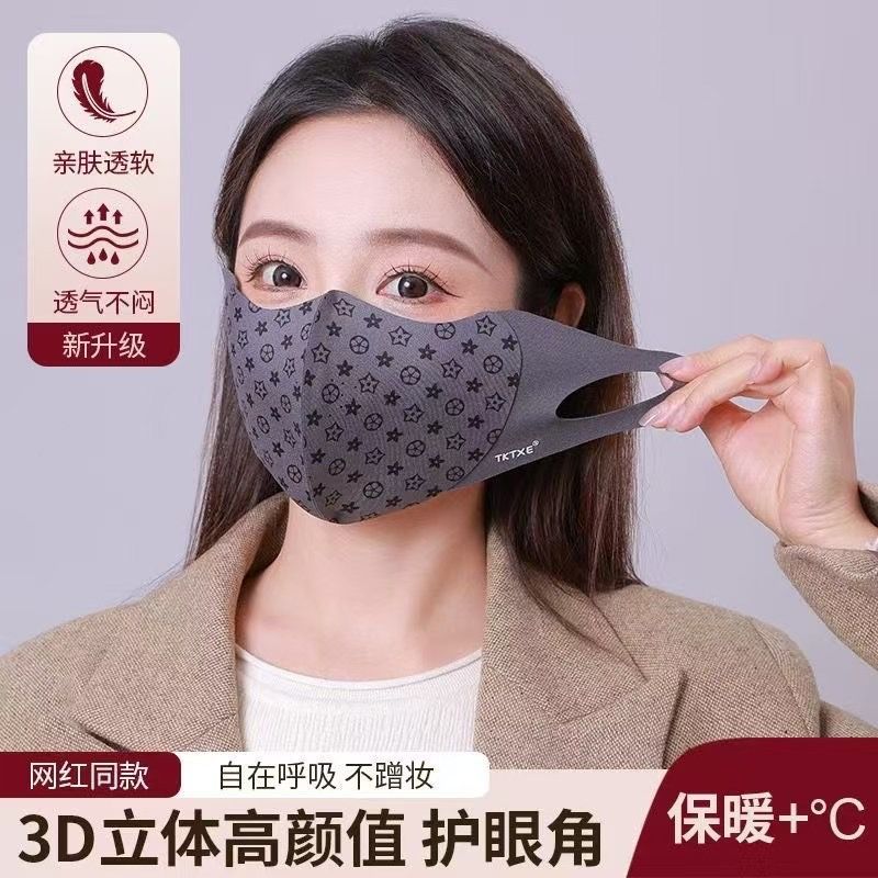 2025年秋冬新款无痕保暖口罩德绒加厚透气立体护眼角防紫外线面罩
