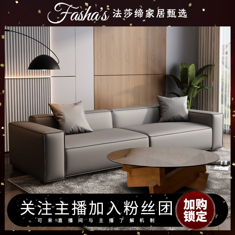 意式简约科技布沙发客厅现代轻奢家用极简直排沙发