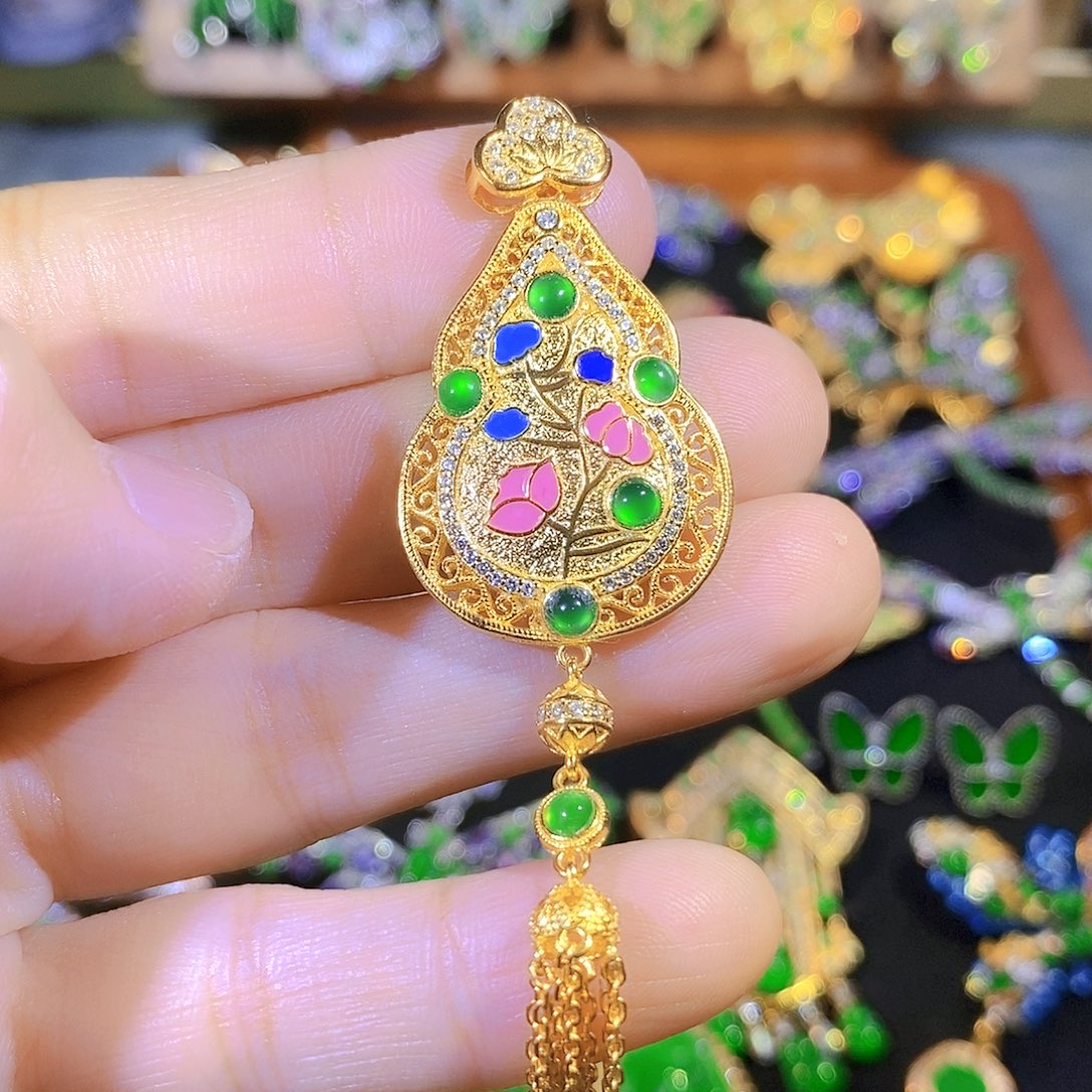 吊坠(不含链)银S925镶嵌翡翠