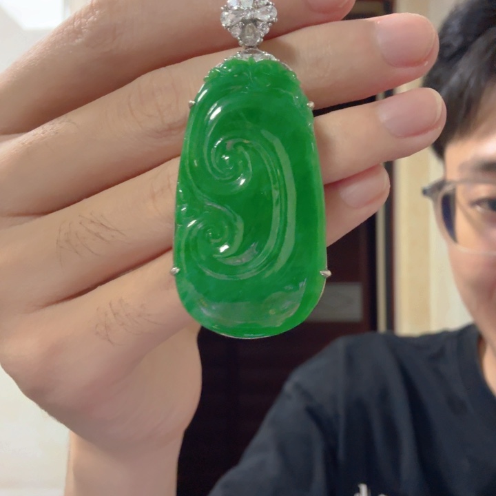 翡翠银S925镶嵌颈饰吊坠