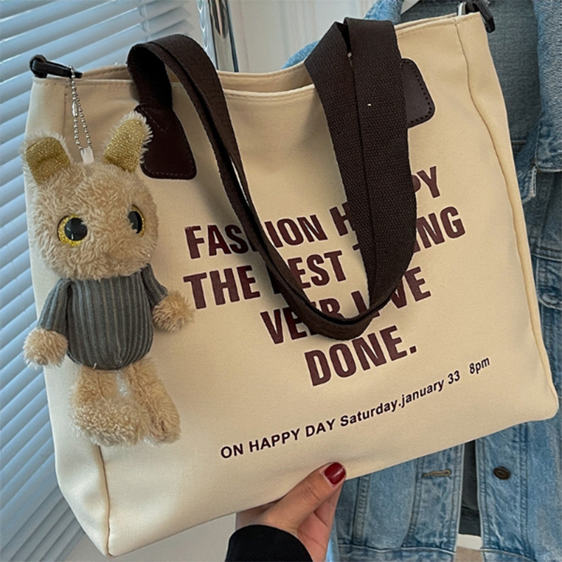 帆布包女大学生上课包托特2025新款大容量单肩包手提包斜挎包小众