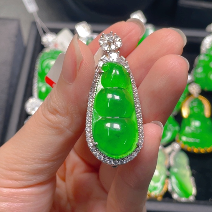 翡翠银S925镶嵌吊坠(不含链)