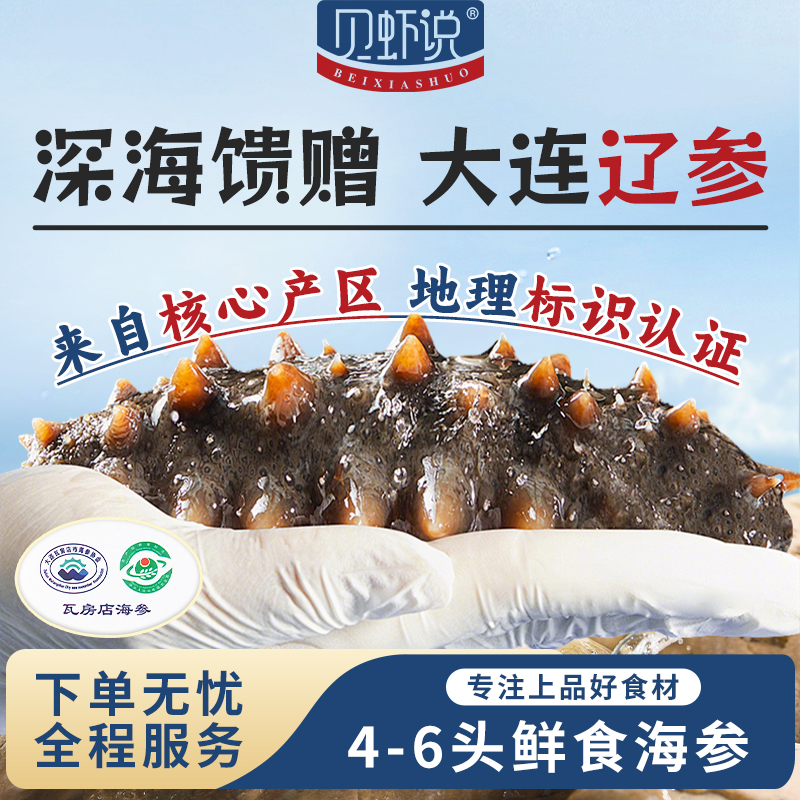 贝虾说【4-6头大海参】正宗大连海参带地标 500g*2袋