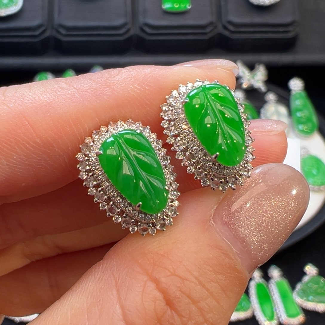 翡翠耳饰18K金镶嵌久*子收到货48小时鉴赏期