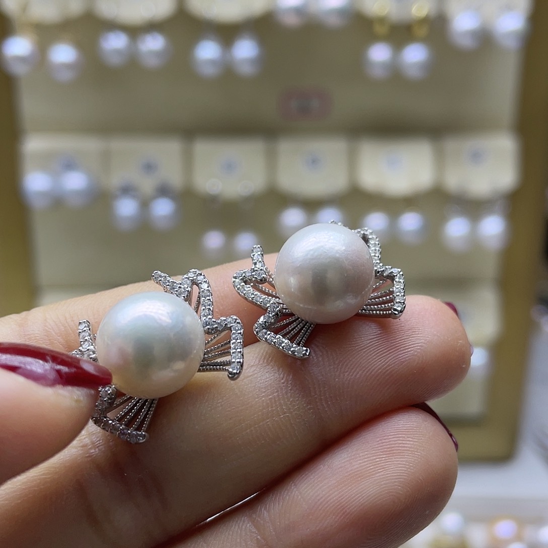 淡水珍珠耳饰银S925镶嵌