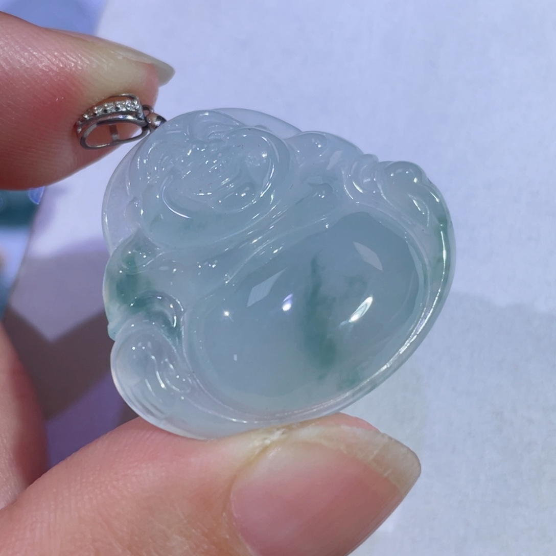 翡翠颈饰18K金镶嵌佛公