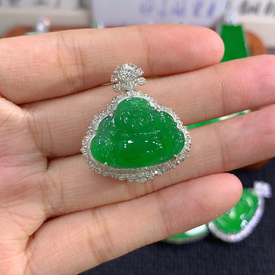 【闪购商品】吊坠(不含链)18K金镶嵌翡翠佛公