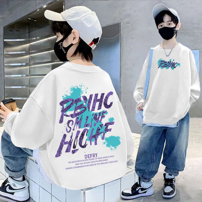 超酷男童长袖卫衣秋冬加绒新款韩版中大童春秋酷字母男孩上衣