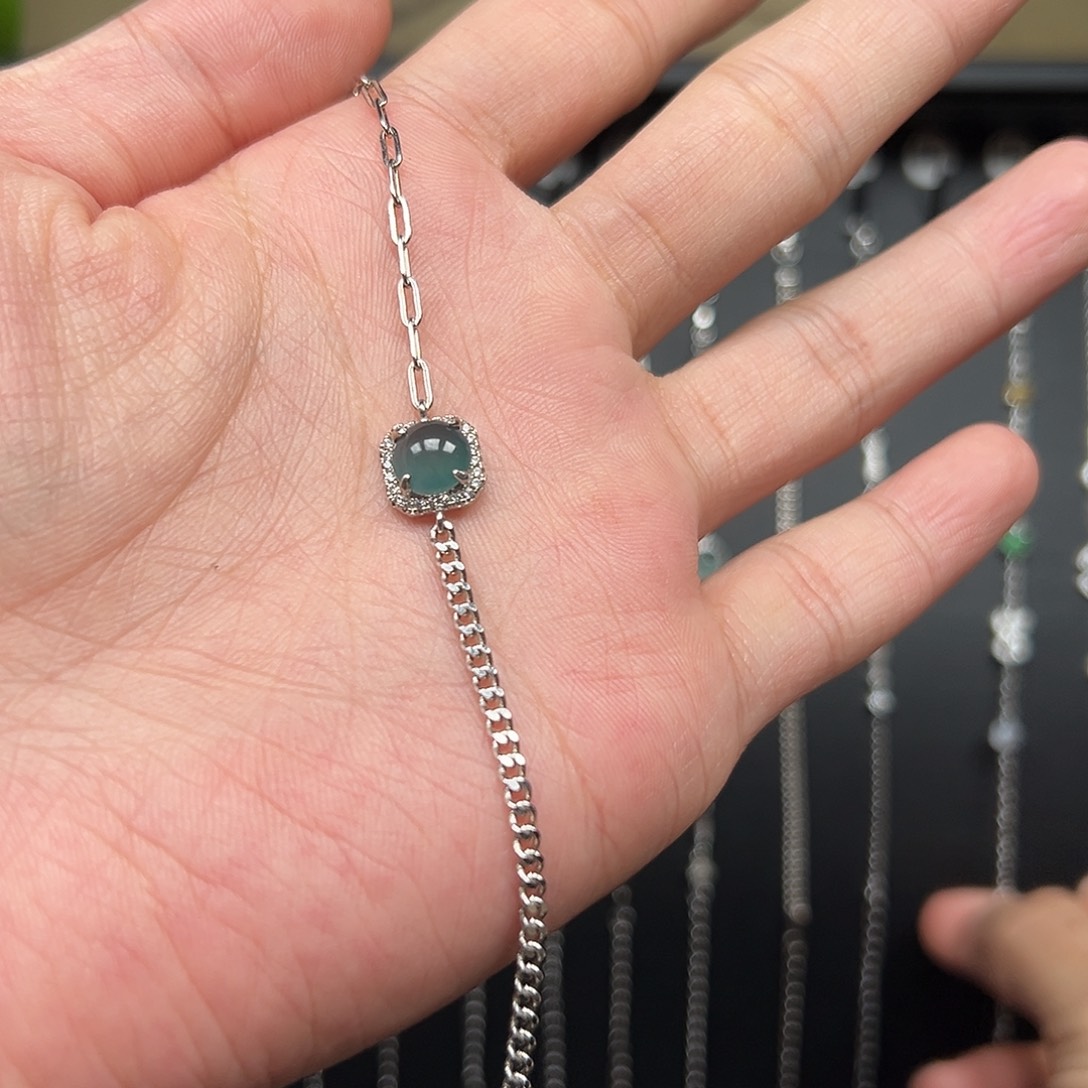 翡翠银S925镶嵌手链