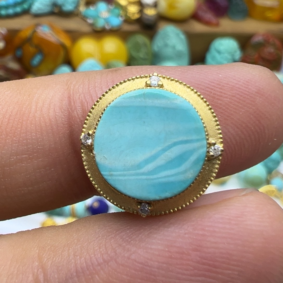 绿松石颈饰18K金镶嵌