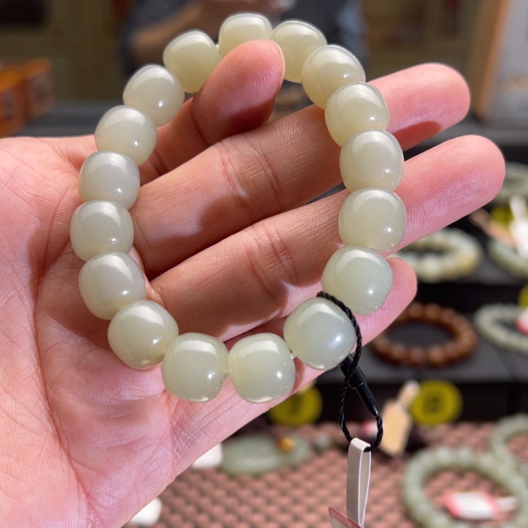 和田玉手串未镶嵌ぷ*卡12老型