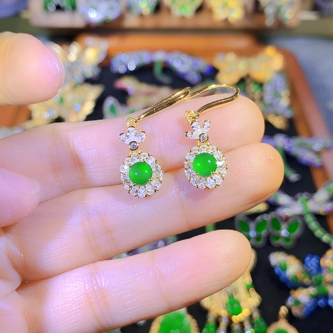 吊坠(不含链)银S925镶嵌翡翠