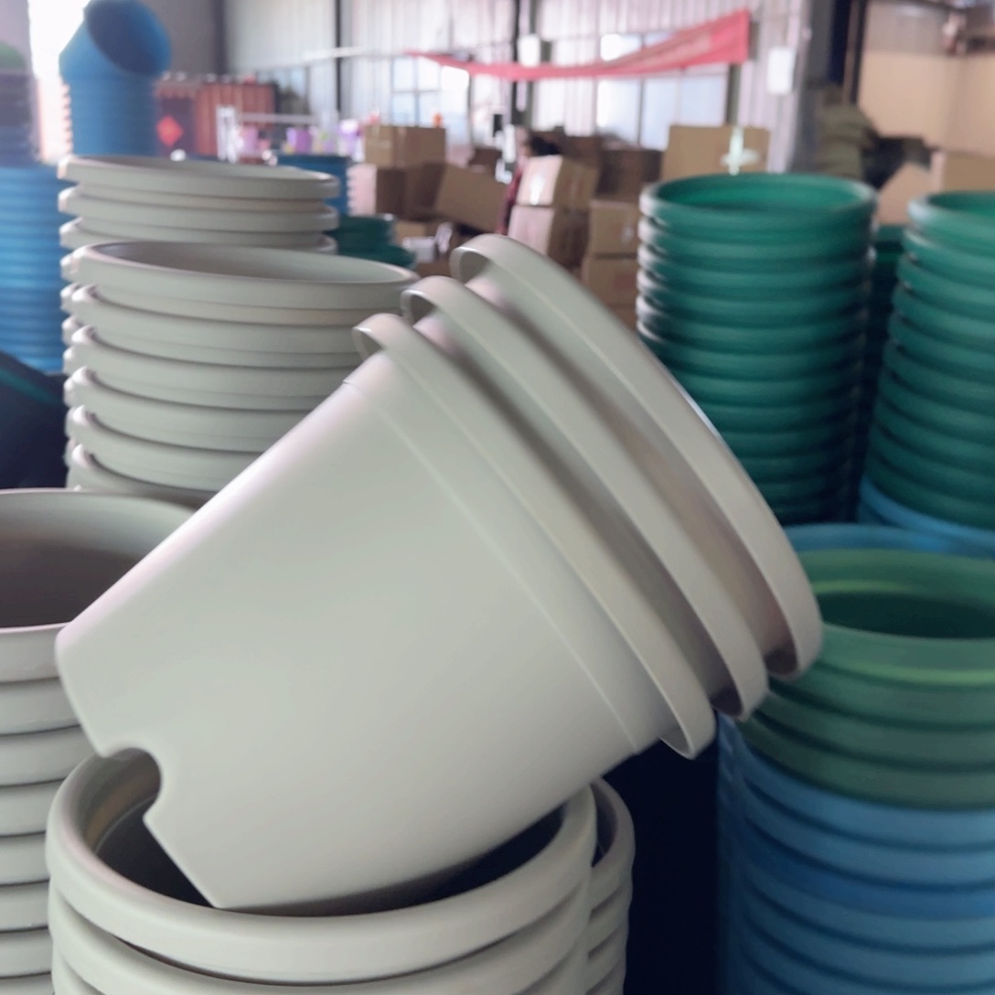 树脂四季盆3#无拖微瑕灰白10