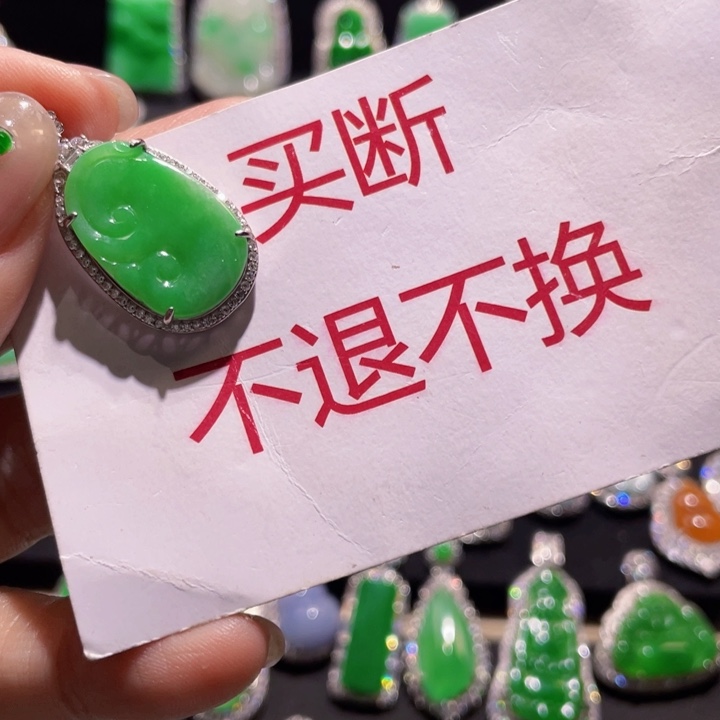 丹***鹤翡翠银S925镶嵌颈饰