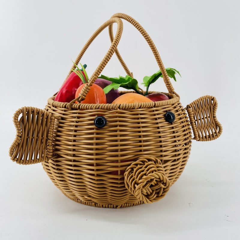 A040小飞猪创意手工编织手提收纳篮