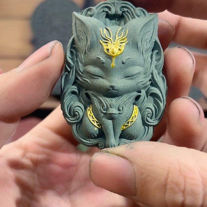 泥塑茶香香方描金版九尾狐福利价