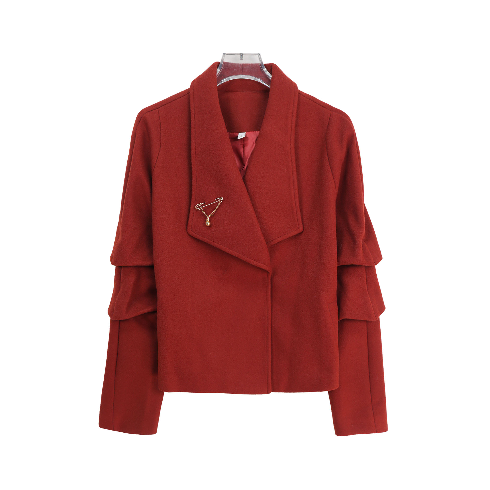 名媛千金风堆堆袖小个子翻领宽松外套S5293