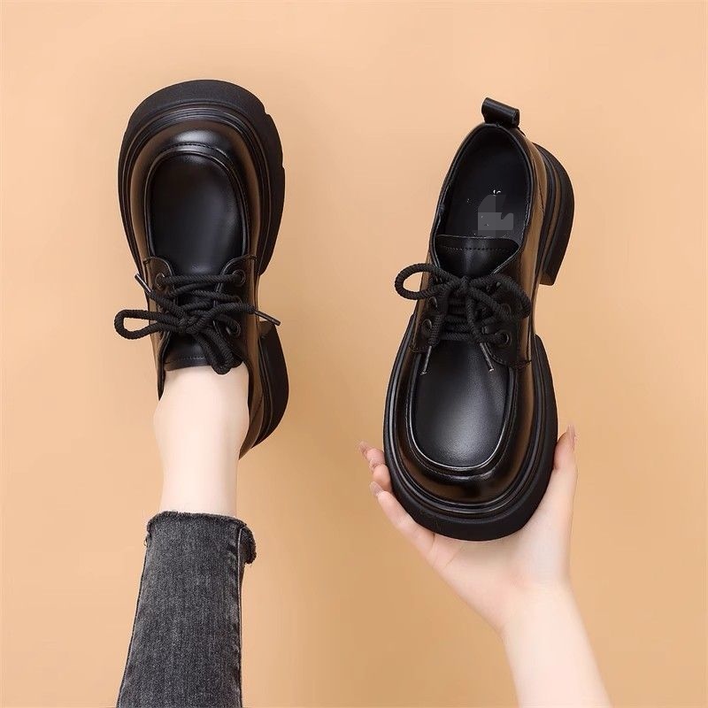 【赠运费险】ZRR001-085极简风乐福鞋英伦风系带皮鞋粗跟厚款春秋1