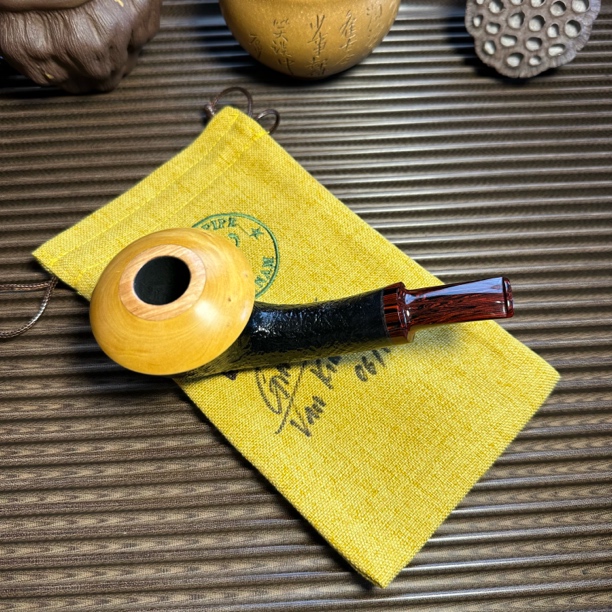 越南斗师Toanpipe阿全烟斗.葫芦烟斗.黄杨木盖帽.喷砂烟斗