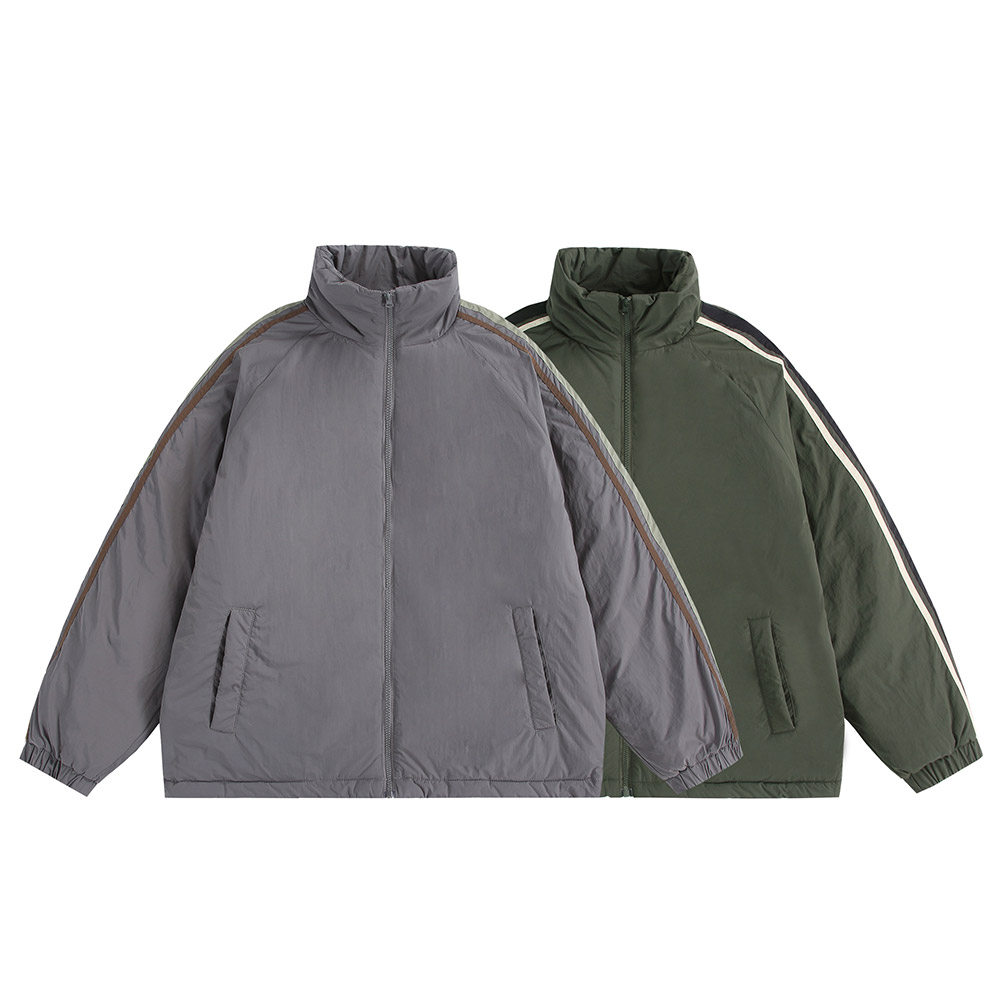 厚款立领棉服美式复古毛呢外套休闲加厚短款纯色韩版男士情侣