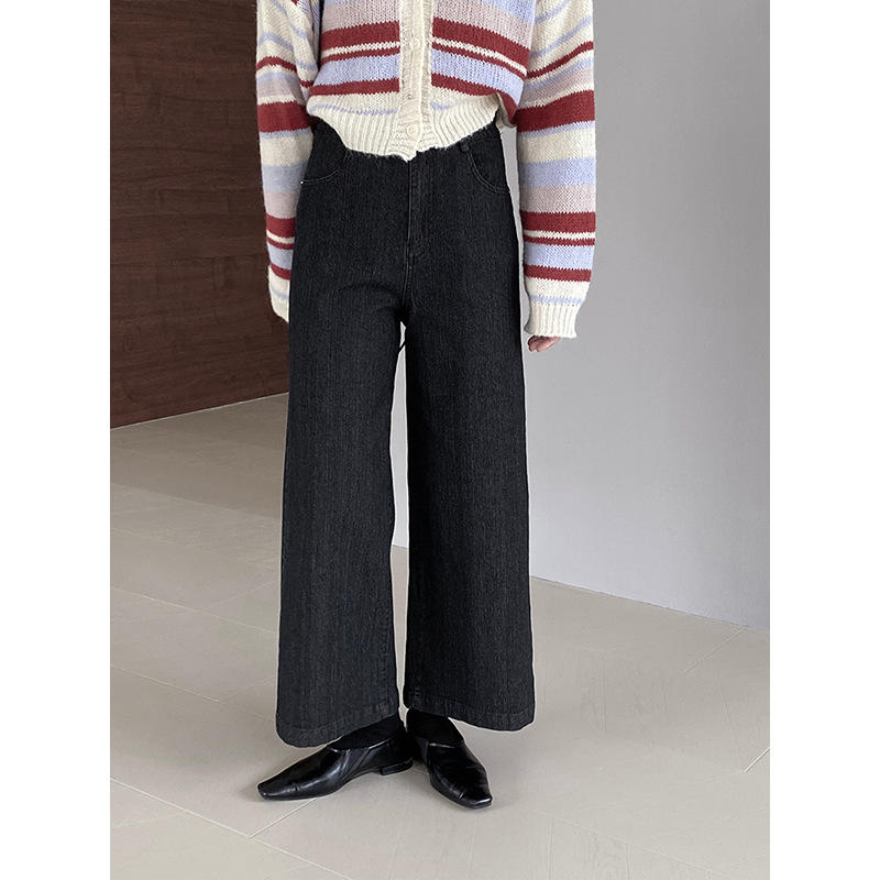 黑色休闲直九分女裤牛仔裤显瘦显腿必入腿精裤6121弹性