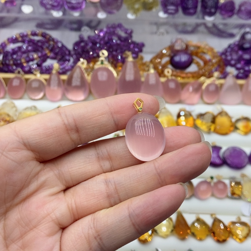 【闪购商品】水晶水晶吊坠18K金镶嵌