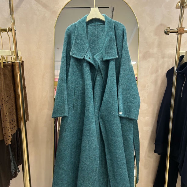 高端女士蓝色大衣2676