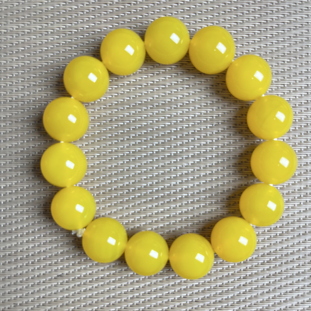 天然玉石鸡油黄手串