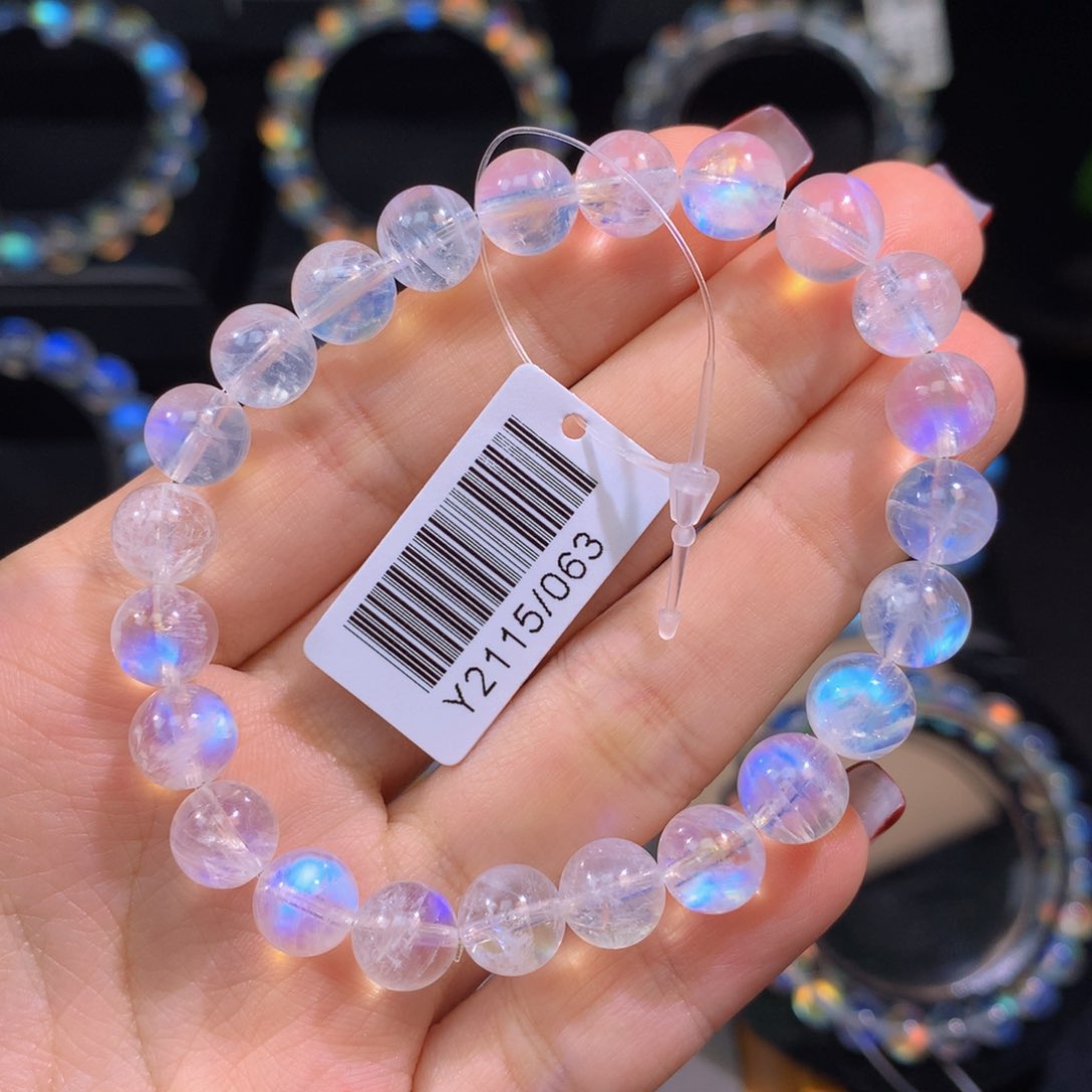 月光石手链未镶嵌Y2115/063印度蓝月光手串8mm