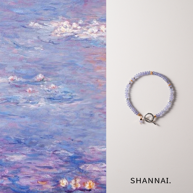 山萘原创「雪青」坦桑石串珠手链女新中式小众紫色梦幻闺蜜手串