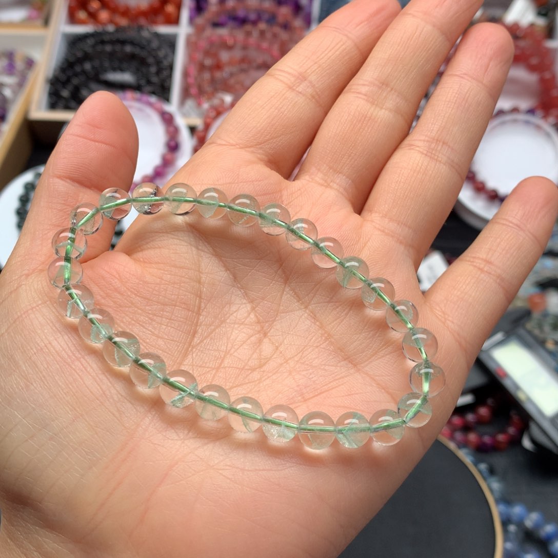 水晶手链未镶嵌翠幽灵金字塔6.8