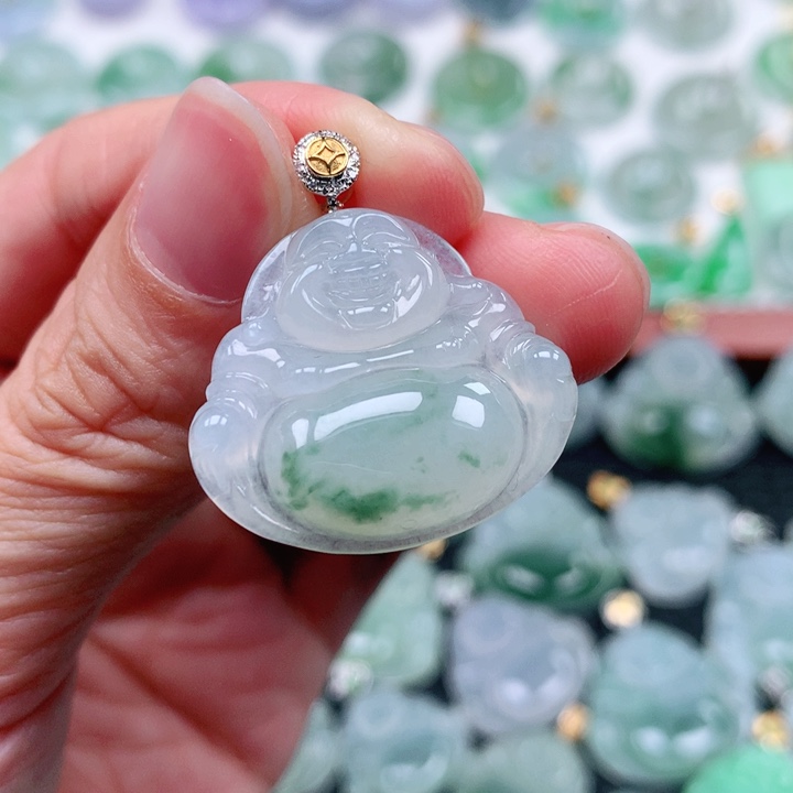 翡翠吊坠(不含链)18K金镶嵌