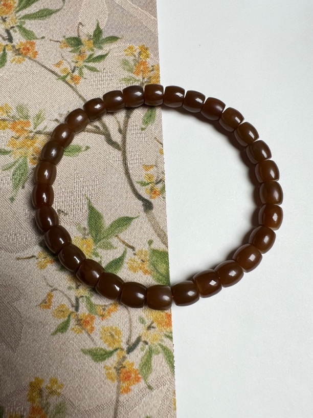 和田玉新疆和田玉老红糖6×6mm手串