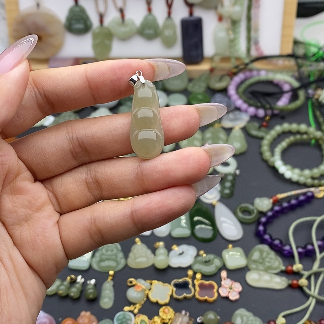 和田玉吊坠(不含链)银S925镶嵌