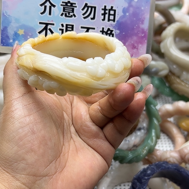 未镶嵌手镯石英岩玉小***～