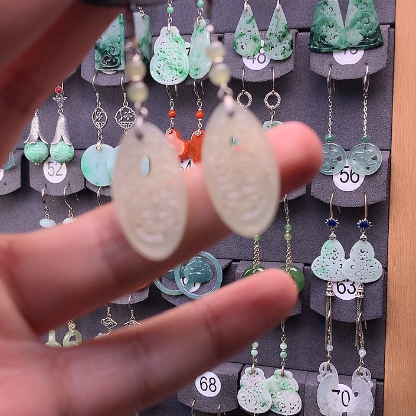 【闪购商品】和田玉耳饰银S925镶嵌