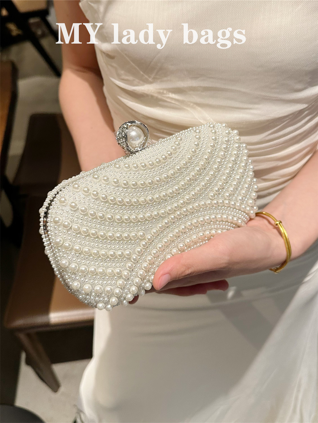  2025新款珍珠包旗袍手提包斜挎包女包复古汉服串珠包名媛礼服包