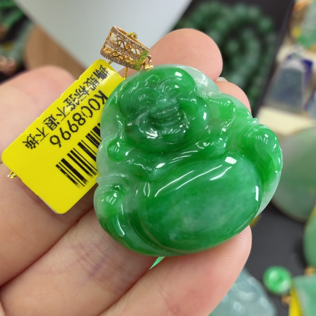 翡翠18K金镶嵌吊坠(不含链)