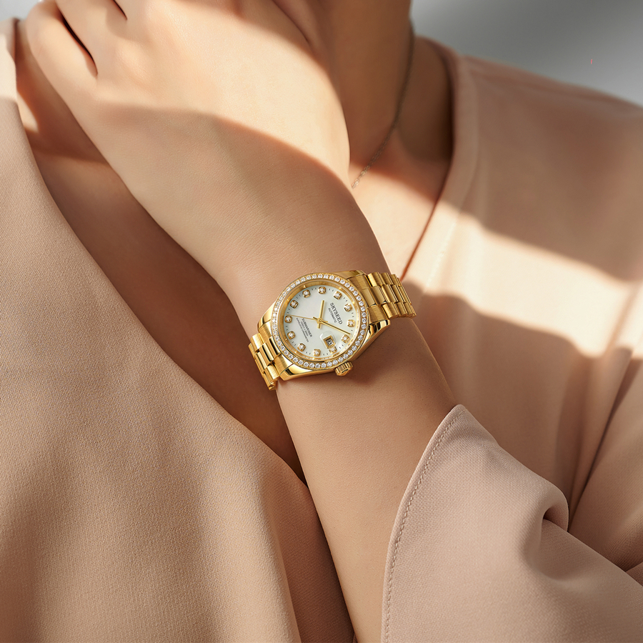 2025新款女日志系列 女士全自动机械腕表镶钻女表日历款（多多）