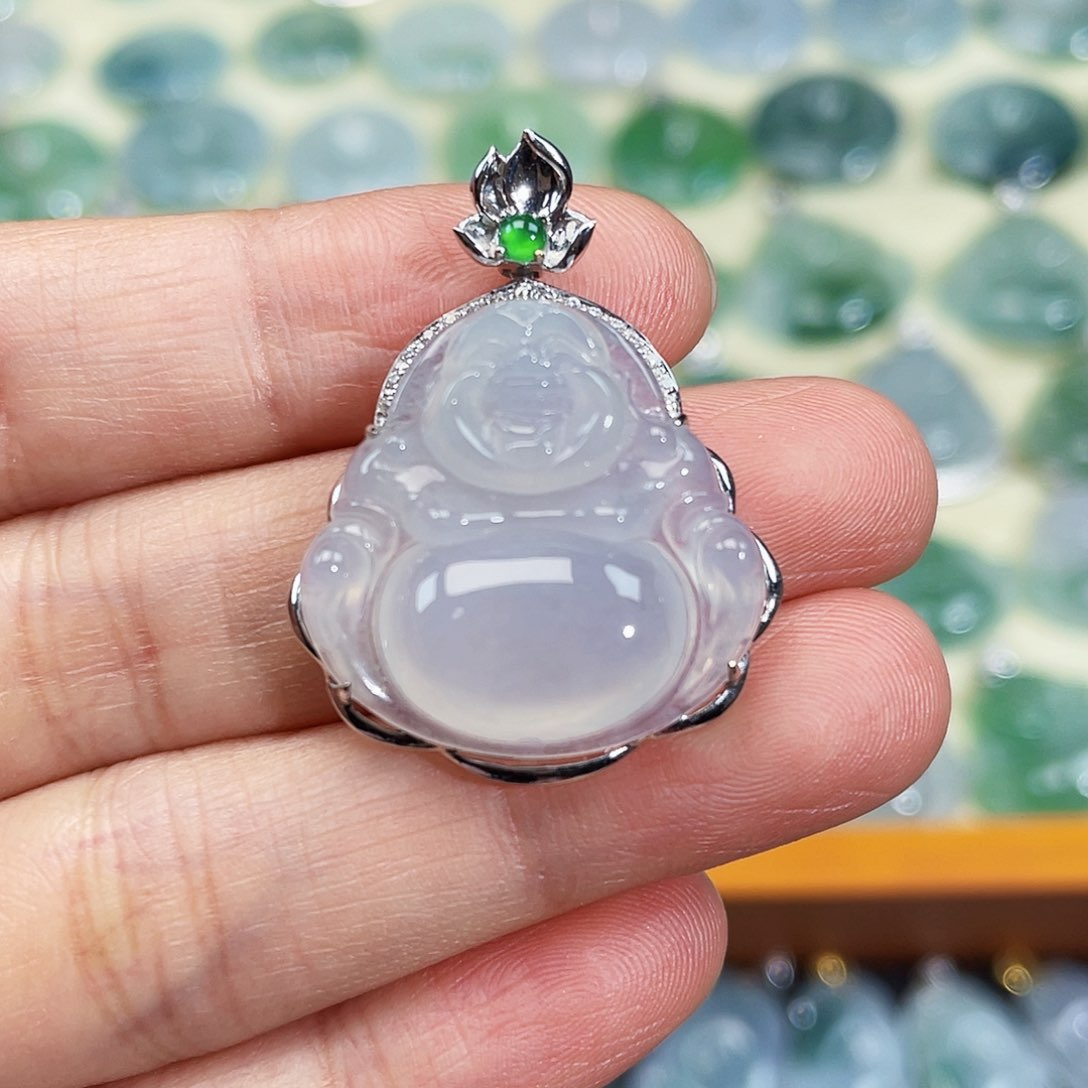 翡翠颈饰18K金镶嵌吊坠