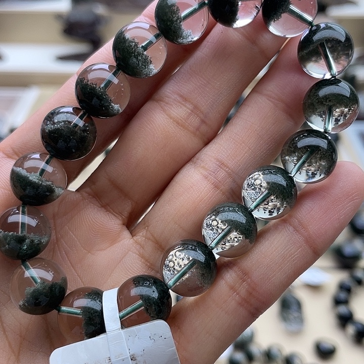 水晶手链未镶嵌绿幽灵聚宝盆11.8