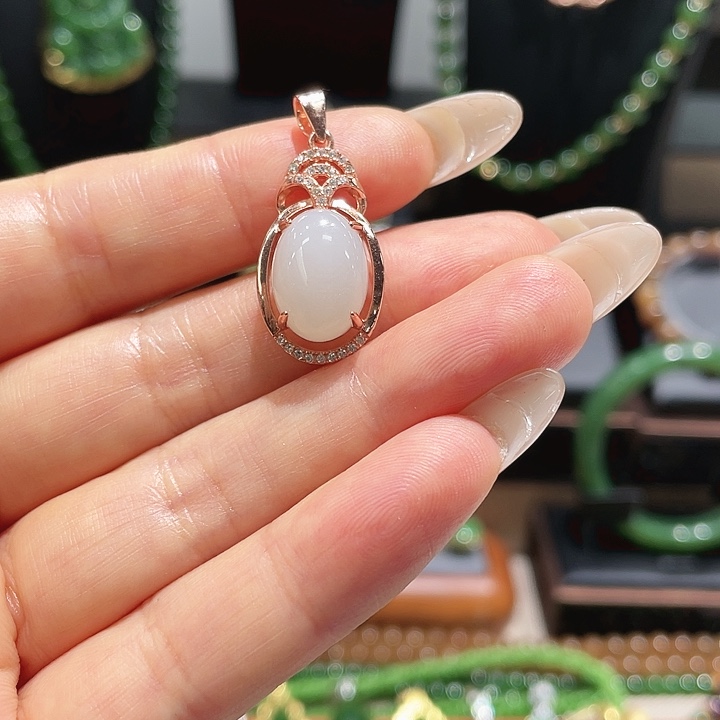 和田玉银S925镀金镶嵌戒指