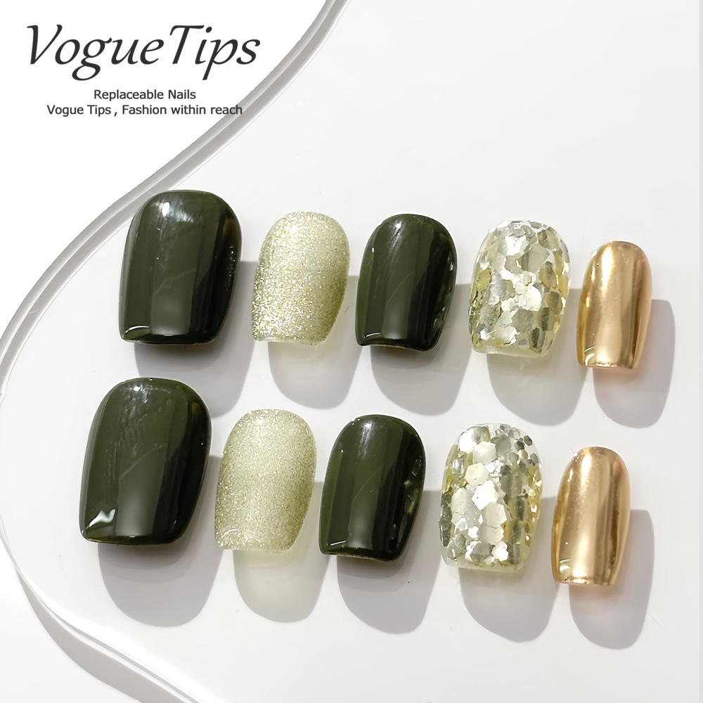 VogueTips青提波波冰清新风穿戴甲短芭蕾新款手绘高级感显白ZB422