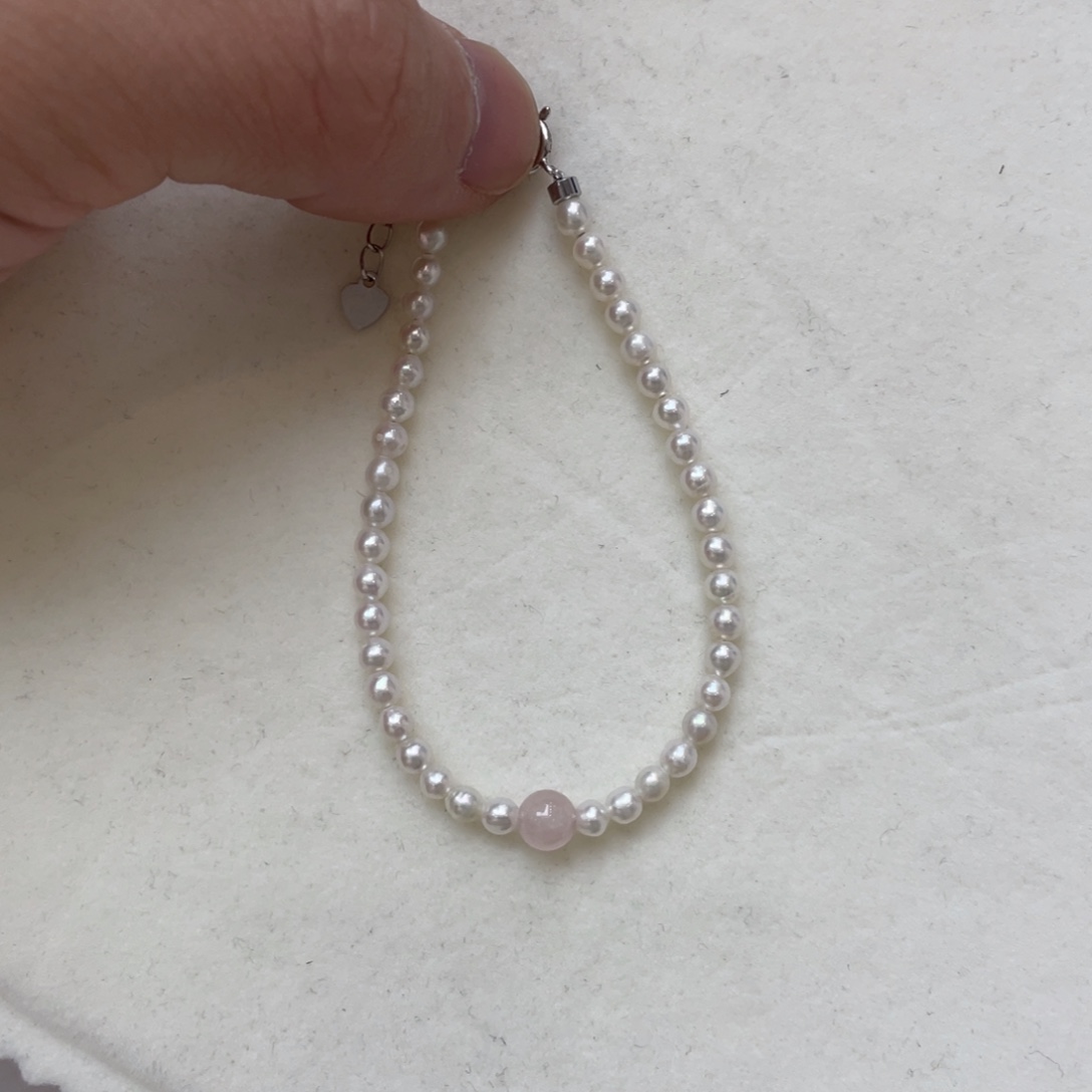 淡水珍珠银S925镶嵌手绳